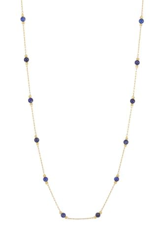 Image of Estella Bartlett Wellness Gemstone Station Necklace for Women – Natural Stone Beaded Chain – Dainty Layering Jewellery Gift for Her (Lapis Lazuli)