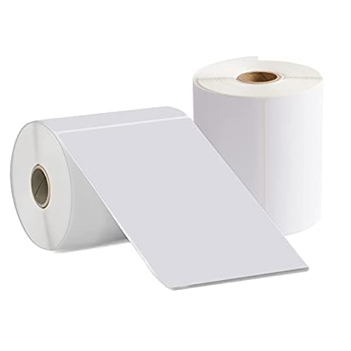 Image of MFLABEL 2 Rolls 500 Labels 4” X 6”(101mm x 152mm) Direct Thermal Labels, 250 Labels Per Roll, Permanent Adhesive, White Mailing Postage Shipping Labels for Thermal Printer