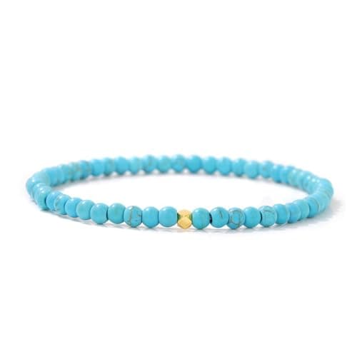 Image of XSDSLS Bead Bracelets for Women 4mm Natural Stone Bracelet Gemstone Stone Bracelet 4mm Round Beads Stretch Bracelets Jewellery Gifts for Women Girls (Turquoise)