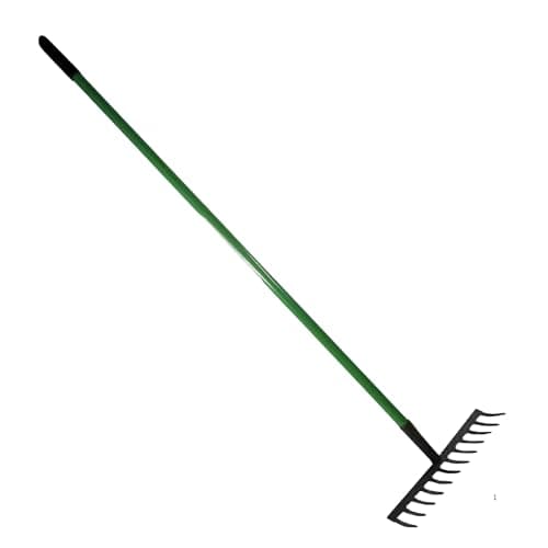 Image of Heavy Duty Garden Rake with Long Handle, 12 Teeth Carbon Steel Lawn Rake for Soil Preparation, Leaf Clearing, Grass Levelling & Weed Removal, Durable Metal Gardening Tool