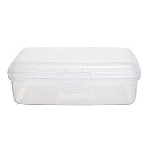 Image of Whitefurze Allstore Storage Box with Lockable Lid, Hinge Opening, Rectangular Plastic Container, Single Compartment, Natural, 15 x 11 x 6 cm, 0.5 Litres