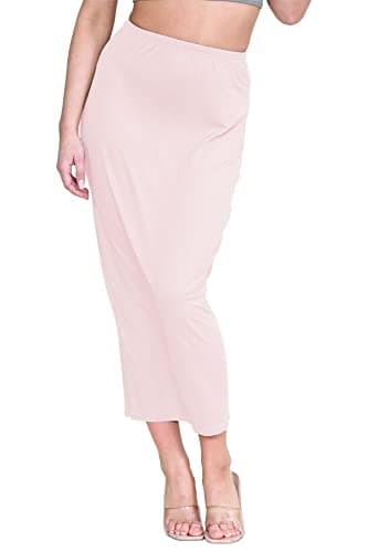 Image of Hamishkane® Womens Skirts Elasticated Waist, Casual Summer Midaxi Skirts Women UK, Plain Womens Bodycon Tube Maxi Skirts, Soft Jersey, Midi Skirt Long Pencil Skirt Nude