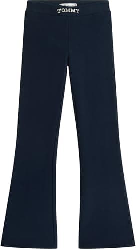 Image of Tommy Hilfiger Girl's Tommy FOIL Flare Legging KG0KG08980 Full Length, Blue (Dark Night Navy), 12 Years