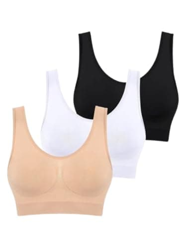 Image of Boolavard The Ultimate Comfort Bra. Seamless Support Comfort Sport Stretch Action Leisure Black White (as8, Alpha, l, Regular, Regular)