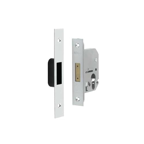 Image of Kooples Hardware Euro Profile Deadlock – Mortice Deadbolt Lockcase for Euro Cylinders – Heavy Duty Security Lock for Internal & External Timber Doors (Satin Chrome, 65mm)