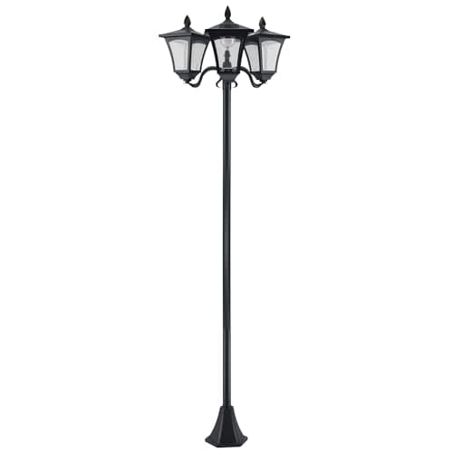 Image of Outsunny 1.8m Garden Solar Post Lights, 3 Way Head Outdoor Lamp with Sensor Dimmable LED Lights, IP44, for Deck, Pathway, Driveway, Street, Black