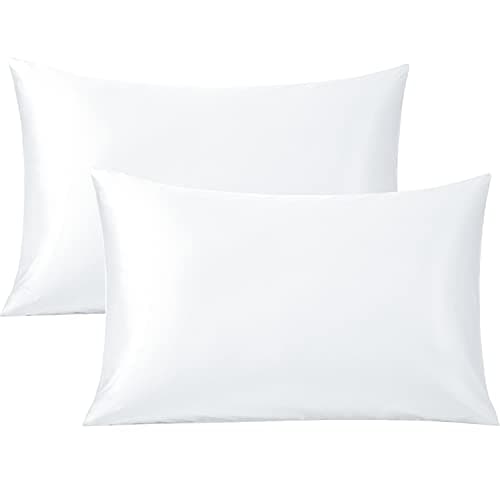 Image of FLXXIE 2 Pack 500 Thread Count 100% Egyptian Cotton Pillowcases, Super Cozy and Breathable Queen Pillow Cases with Envelope Closure, 50x75 cm, White