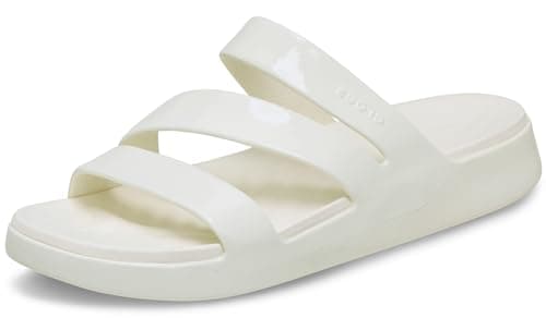Image of Crocs Women Slide,Getaway Patent Strappy,Chalk,4 UK Women