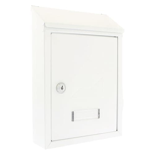 Image of Burg-Wachter MB09 Avon Rear Entry Wall Mounted Galvanised Steel Lockable Weatherproof Post Box - White - 21x30x7cm