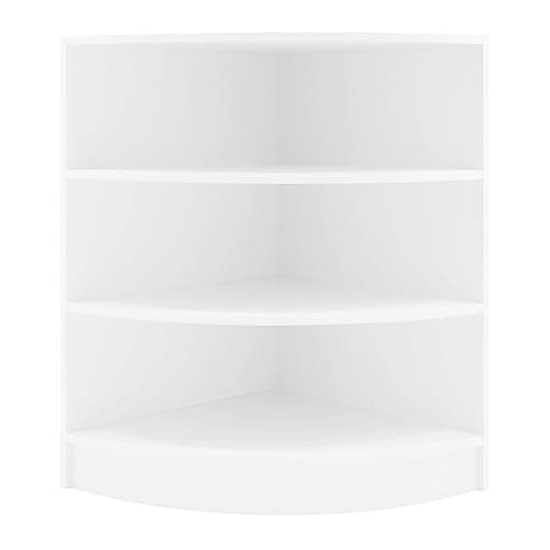 Image of Shop Corner Counter White LM60 Retail Storage Unit Modular Curved Display Showcase Cabinet Reception Clothing Jewellery Store 3 Internal Shelves Open Front 60cm x 90cm x 60cm MDF Melamine