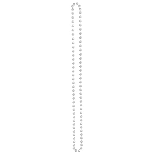 Image of Lizzy | Pearl Bead Necklace Rope Chain | 120CM Long, White, Plastic | Vintage 1920s Flapper Accessory, Layered Costume Jewellery | Bridal, Wedding, Fancy Dress