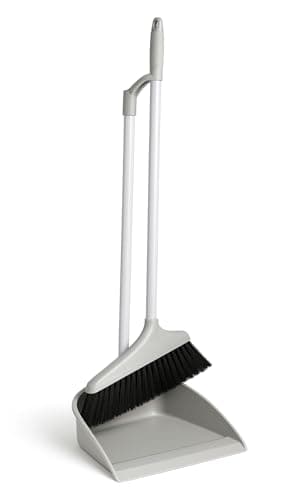 Image of Best House | Dustpan and Brush Set | Long Handled | Light Cream | 1-Set | Upright Large Dustpan and Broom Combo Set | for Household Cleaning, Sweeping Brush for Home, Kitchen, Office, Lobby