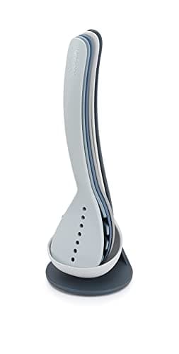 Image of Joseph Joseph Nest 5 piece Utensils set with magnetic storage stand, compact kitchen organisation, dishwasher safe - Blue