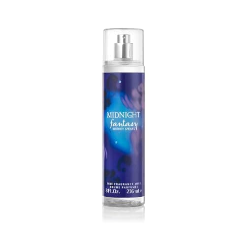 Image of Britney Spears Midnight Fantasy 236 ml – Fine Fragrance Body Mist For Women – Floral Amber Fruity Fragrance – Notes of Exotic Plum, Velvet Iris and Amber – Midnight Blue Bottle