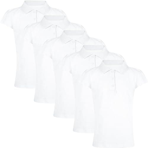 Image of A2Z 4 Kids Girls Plain Shirts Summer Tank Top and Tees - Girls Polo Shirt White 5 Pack 15-16
