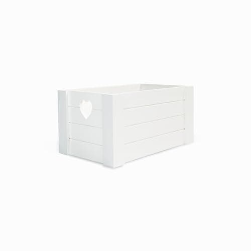 Image of Wickerfield Pack of 4 Wooden Crates with Handles Small Storage Box Gift Hamper (White-Heart)