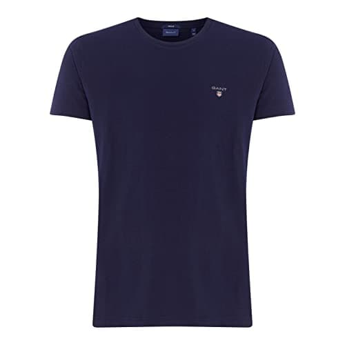 Image of GANT Men's The Original T-Shirt Regular Fit Plain Polo Short Sleeve T - Shirt, Blue (Evening Blue), Large (Manufacturer Size: L)
