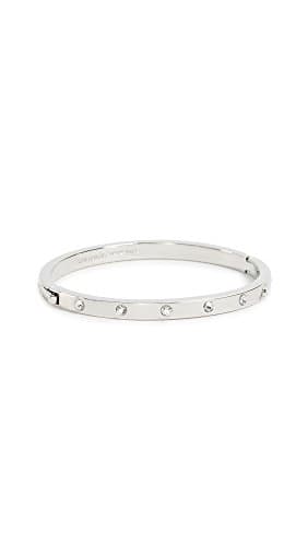 Image of Kate Spade New York SET IN STONE metal stone hinged bangle, Clear/Silver