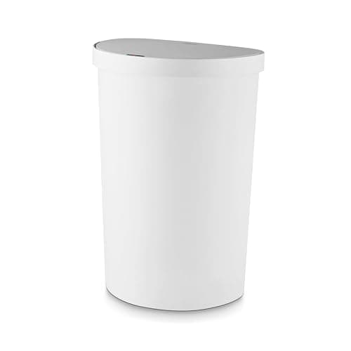 Image of Tower Recycling Sensor Bin, Plastic, White