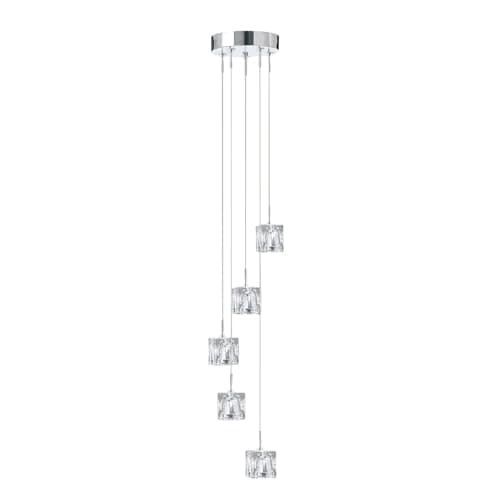 Image of Searchlight 6775-5-LED Ice Cube Five Light LED Cluster Ceiling Light in Chrome with Clear Glass