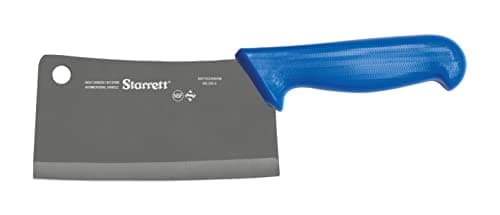 Image of Starrett Chef's Cleaver Knife - BKL509-6 Wide Rectangular 6" (150mm) Professional Kitchen Knife Blade - Blue Handle Ultra Sharp Vegetable & Meat Butcher Cleaver