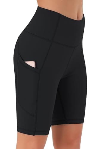 Image of JOYSPELS Cycling Shorts Women with Pockets High Waisted Non See Through Womens Activewear Shorts for Gym Workout Running Yoga Sport Exercise UK Black M