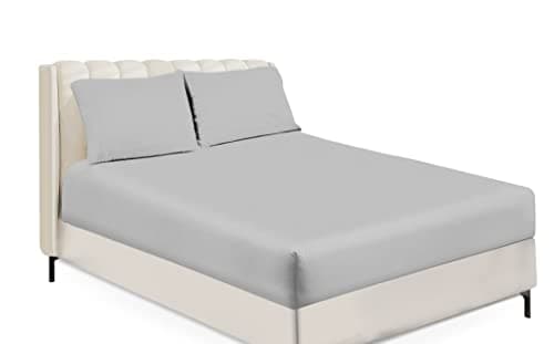 Image of Fitted Sheet Non Iron Percale 180 Thread Count Polycotton Plain Fitted Sheets (Single, Silver)