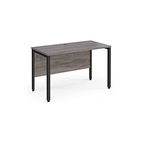 Image of Mr Office Maestro 25 straight desk 600mm deep - black bench leg frame, Grey oak, 1200