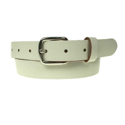 Image of BULLET 69 New Quality Mens Womens 1" Silver Buckle Real Leather Made 25mm Belt In England[Small 28"-32",Cream,1" Silver]