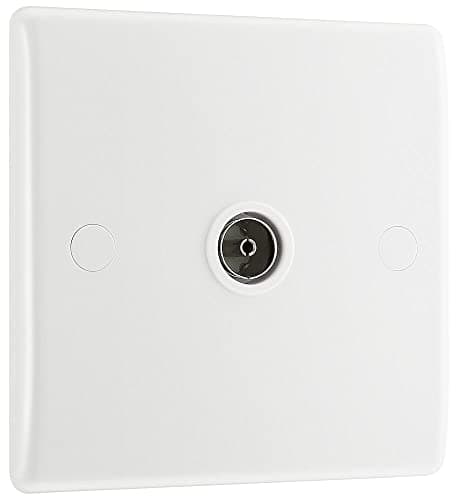 Image of British General BG Electrical 860 Single Co-Axial Socket, White Moulded, Round Edge