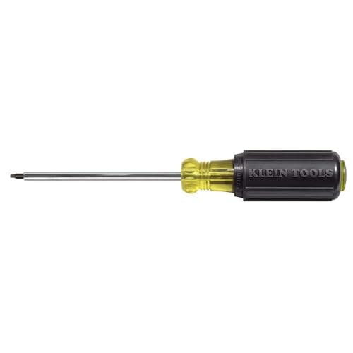 Image of Klein Tools 663#3 Square Recess Tip Screwdriver, Made in USA, 4-Inch Round Shank and Cushion Grip Handle