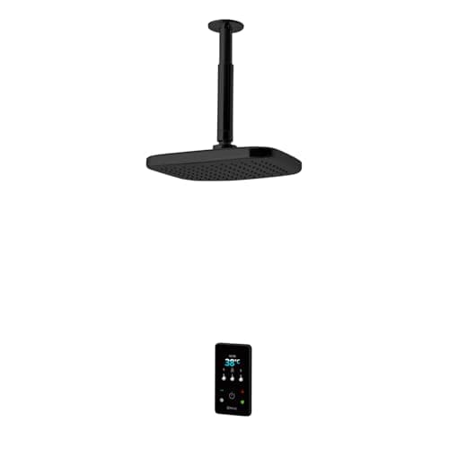 Image of Triton Showers ENVI® | Thermostatic Electric Shower | 10.5 kW | Fixed Head | Smart Shower | Digital Shower | with Showerhead & Anti Twist Hose | Black | Rainfall Showerhead