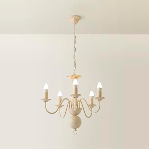 Image of MiniSun | Traditional 5 Way Chandelier with a Distressed White Finish | Chandeliers, Home Décor & Improvement Essential | Mains Wired