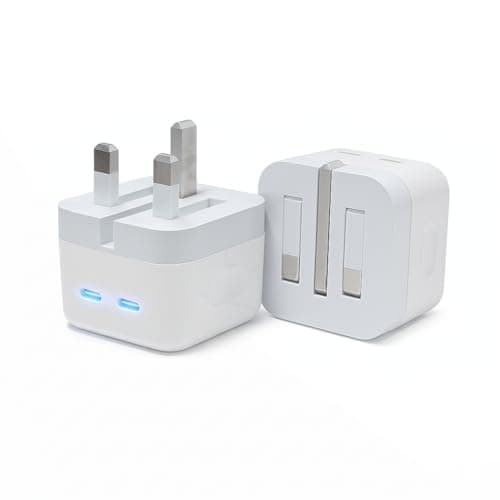 Image of USB C Plug, 50W 2 Port Dual USB-C Fast Charger Plug UK Compatible with iPhone 17 air/16/15/15 Pro/15 Pro Max/14/14 Pro/13/13 Pro/12/12 Pro/11/ipad,Type C Plug Fast Charging for Watch Dual Port USBC