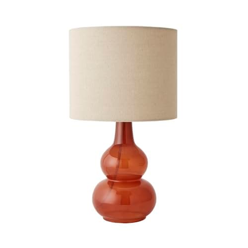 Image of ValueLights | Maguire Burnt Orange Glass Table Lamp with Natural Shade