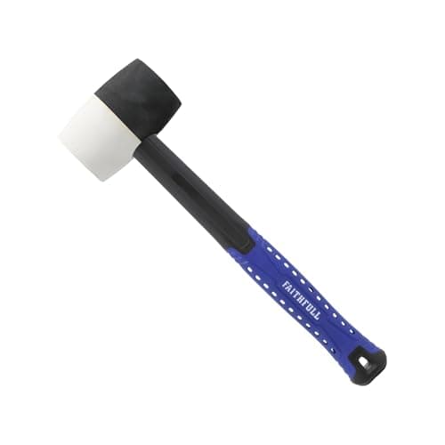 Image of Faithfull FAIRMBWF16 Combination Rubber Mallet - Black/White 16oz Fibreglass Shaft