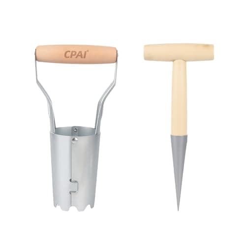 Image of 2pcs Planting Seed Planter Tool - Stainless Garden Dibber with Handle and Depth Mark for Planting Seed Planter Tool, Steel Hand Bulb Planter, Garden Dibber Tool for Garden Transplanting