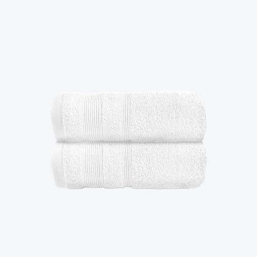 Image of Allure Zero Twist Hand Towel Set for Bathroom, Pack of 2, 50 x 85cm, 100% Egyptian Cotton (White)