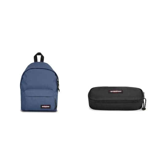 Image of EASTPAK ORBIT XS Mini Backpack, 10 L - Powder Pilot (Blue) OVAL SINGLE Pencil Case, 5 x 22 x 9 cm - Black (Black)