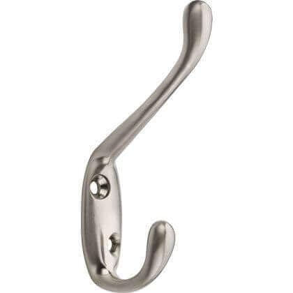 Image of Decohooks Robe, Hat & Coat Hook - Satin Nickel - Door and Wall Mountable - Single - Fixings Included