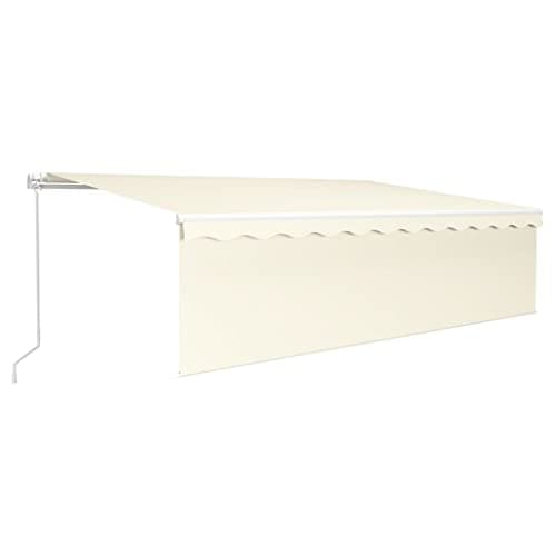 Image of 'vidaXL Manual Retractable Awning with Attached Blind - Cream Coloured, UV and Water-Resistant Polyester with PU Coating, Rust-Resistant Aluminium Frame, 5x3m Patio Awning