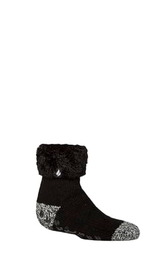 Image of HEAT HOLDERS SOCKSHOP Kids Socks - Plain Lounge Socks, Thermal, Winter Warm, 1 Pair, Ages 8-12 Years Queenstown Black