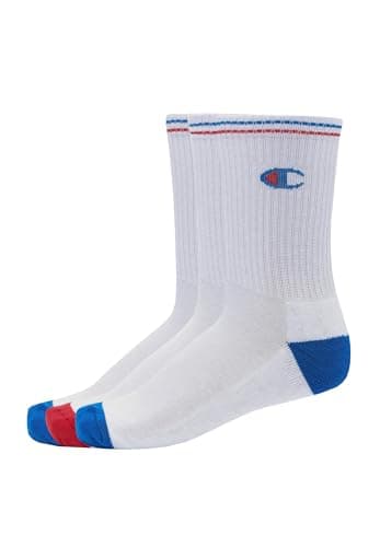 Image of Champion Unisex Basics 3pk Crew Ankle Socks, White, 42 UK