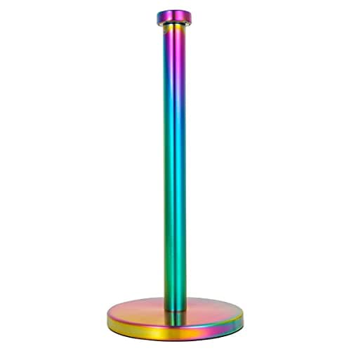 Image of Paper Towel Holder Countertop Rainbow Kitchen Roll Holder, Stainless Steel Paper Towel Holder Stand with Weighted Base Non Slip for Kitchen Rolls Organize
