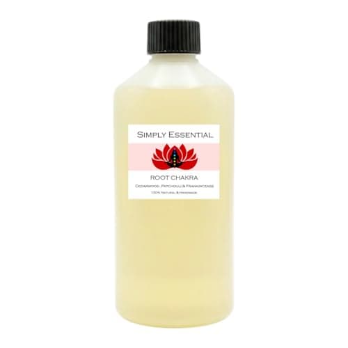 Image of Simply Essential Root Chakra Massage Oil - Muladhara Aromatherapy Body Oil with Cedarwood, Patchouli & Frankincense for Grounding and Balancing 500ml Spa Size