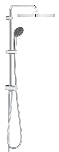 Image of GROHE Vitalio Start 250 - Flex Shower System with Diverter (Water Saving Technology, Soft Square 25 cm 2-Spray Head Shower, 10 cm Hand Shower, Compatible with All Existing Valves), Chrome, 26698000