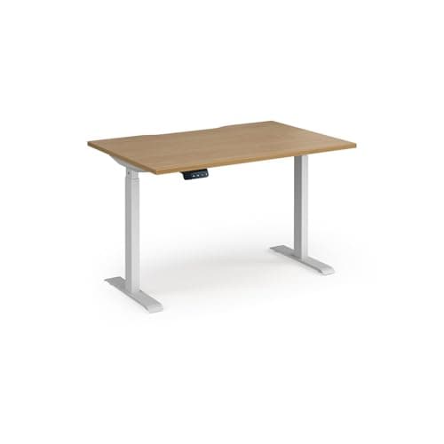 Image of Mr Office Elev8 Contract Straight Sit-stand Desk 800mm deep - White Frame, Oak, 1200