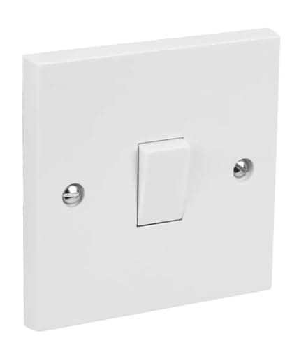Image of Single Gang Light Switch 1 Gang 2 Way White Plastic 10A