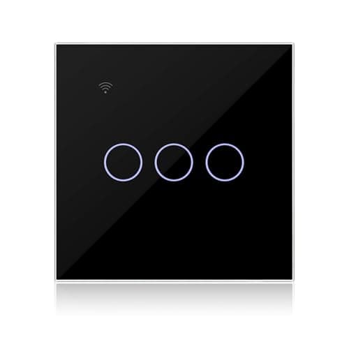 Image of KETOTEK Smart Light Switch Black 3 Gang 1 Way, WiFi Light Switches Touch Tuya/Smart Life APP Control, Compatible with Alexa