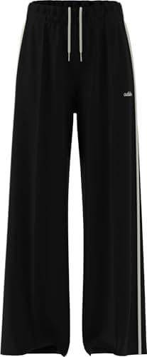 Image of adidas Women's Seasonal Essentials Colorpop Pants with Embroidered Graphic, Black/Off White, L